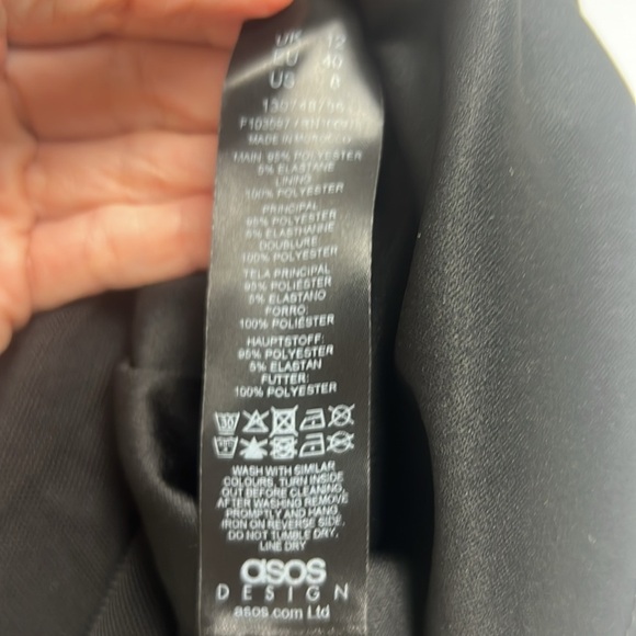 NEW ASOS DESIGN Black Asymmetric One Sleeve Mesh Ruched Midi Dress UK12/US8 - Picture 13 of 13